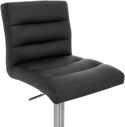 Vista 30 de Zuri Muebles Taburete de bar moderno de altura ajustable gris exuberante con base plana redonda cepillada