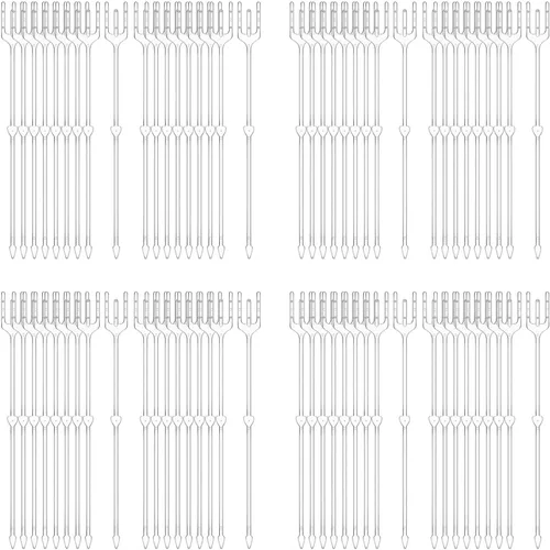 Vista 7 de RHBLME 320 púas florales para tarjetas, de plástico transparente de 9.5 pulgadas, cabeza recta, tarjetero para canasta de arreglos, ramo de regalo