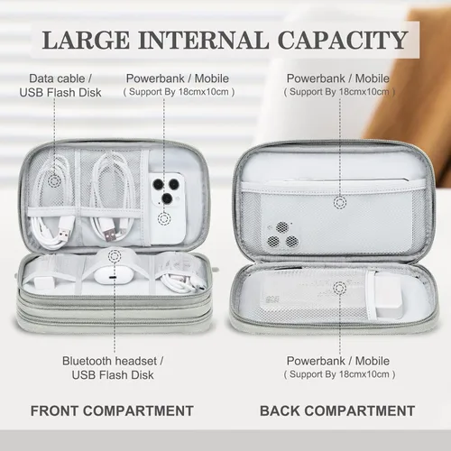 Vista 52 de FYY Organizador para accesorios electrónicos, para viajes, para cables, celular y cargadores, estuche portátil, impermeable, doble capa, bolsa