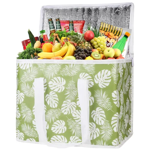Vista 7 de Bolsa aislada para entrega de alimentos, XXXL aislada reutilizable para comestibles/bolsas calientes, bolsa de mano para compras/viajes, bolsa
