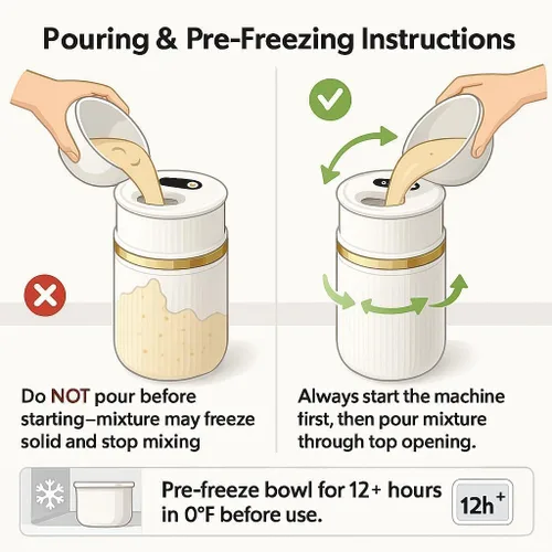 Vista 4 de USB-C Rechargeable Portable Ice Cream Maker 0.4 Qt,Cordless Gelato, Sorbet & Frozen Yogurt Machine, Mini Homemade Dessert Maker for Couples, Dorm