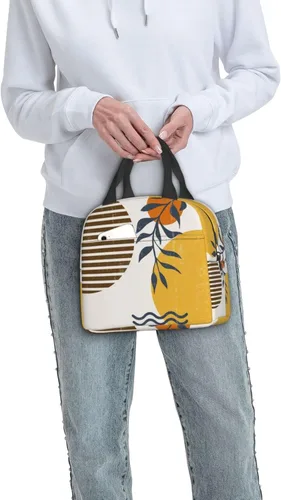 Vista 7 de VOOHDDY Bolsa de almuerzo aislada moderna bohemia abstracta para mujer, contenedor reutilizable para almuerzo, impermeable, portátil, enfriador