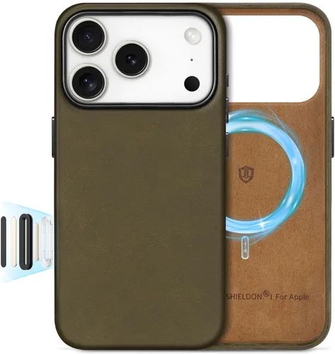 Vista 10 de SHIELDON Funda de cuero genuino para iPhone 17 de 6.3 pulgadas 2025 Compatible con Magsafe, botón de cámara actualizado, carga inalámbrica