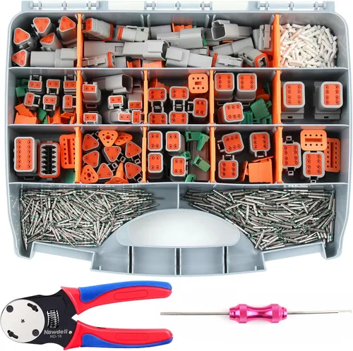 Vista 13 de Newdeli Kit de conectores Deutsch de 636 piezas de 2 3 4 6 8 12 pines DT con herramienta de crimpado Deutsch (14-20AWG) y herramienta de extracción