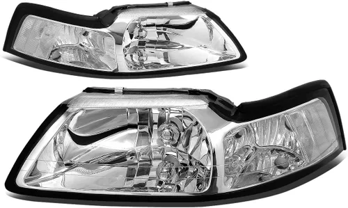 Vista 12 de DNA MOTORING HL-OH-FM99-BK-AM - Repuesto de faros delanteros color ámbar negro compatible con Mustang 99-04