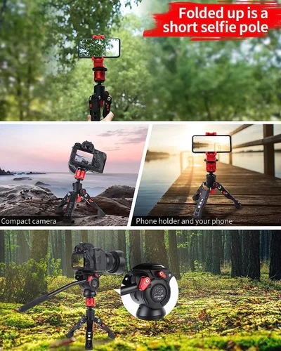 Vista 2 de IFOOTAGE Trípode CB3 BASE, mini trípode de aluminio con base de perfil bajo con placa de liberación rápida de 3/8 pulgadas y 1/4 pulgadas, carga