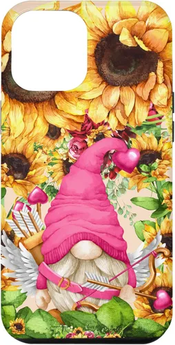 Vista 26 de Valentines Gnome in Cupid Costume for Women with Sunflower Case for iPhone 17