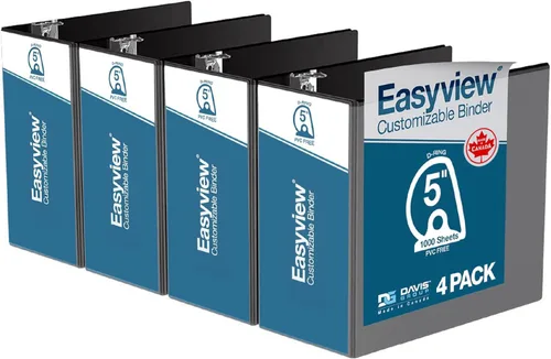 Vista 35 de Easyview - Carpetas prémium de 3 anillas con cubiertas transparentes y anillos en D, carpetas para escuela u oficina, 1 pulgada, paquete de 6