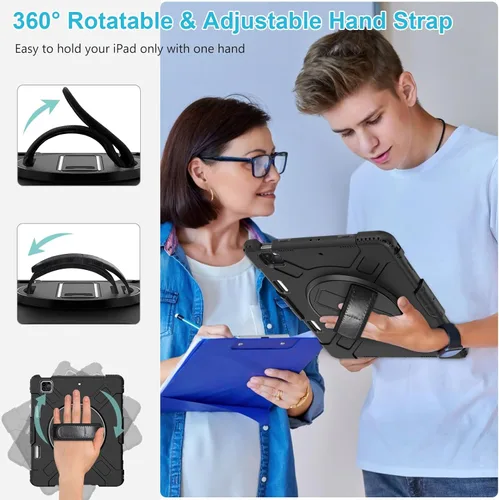Vista 4 de Funda para iPad Pro de 12.9 2022/2021/2020/2018: Funda para iPad Pro 12.9 6ª/5ª/4ª/3ª generación con protector de pantalla, soporte para lápices