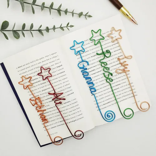Vista 12 de Generic Marcapáginas de alambre de aluminio personalizado, un marcador de nombre elegante, una forma única para los amantes de los libros (opcional)
