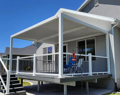 Vista 42 de PURPLE LEAF - Pérgola al aire libre con listones 10 x 12 pies de aluminio blanco con toldo rígido moderno y ajustable para patio, jardín