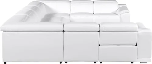 Vista 464 de BlackJack Furniture Venice - Sofá modular de cuero italiano de grano superior de 5 piezas con 3 reclinables eléctricos, reposacabezas ajustable
