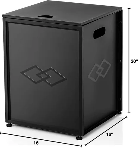 Vista 7 de Mesa de cubierta de tanque de metal de propano para fogatas de gas, mesa auxiliar de almacenamiento para tanque de propano de 20 libras, mesa oculta