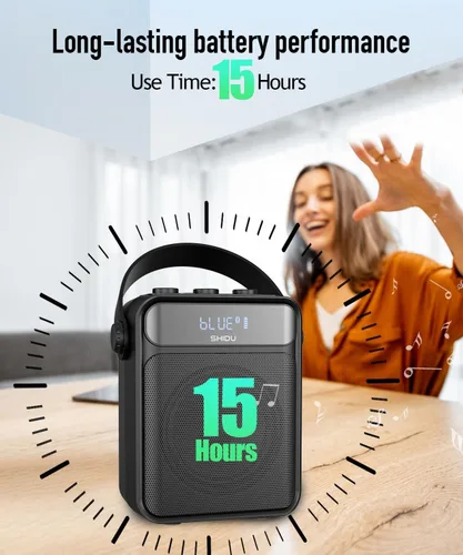 Vista 5 de SHIDU Amplificador de voz de 40 W con micrófono inalámbrico de mano, amplificador de voz inalámbrico para profesor, amplificador de potencia