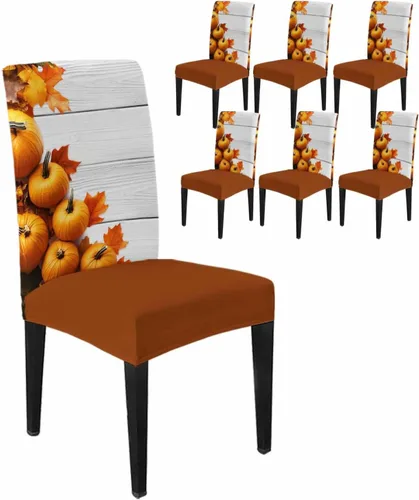 Vista 36 de Savannan - Juego de 4 fundas para sillas de árbol de Navidad, bolas de copos de nieve de color rojo invierno, fundas elásticas para sillas Parsons