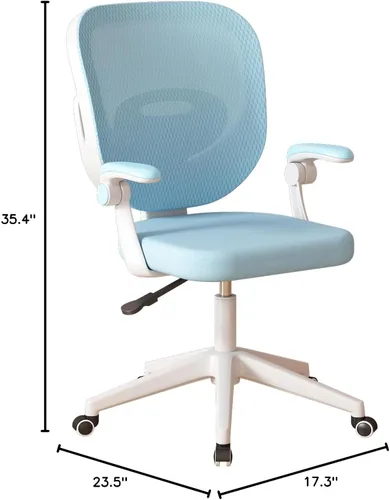 Vista 3 de Silla de escritorio para niños, silla de estudio ergonómica con altura ajustable, reposabrazos abatibles, ruedas giratorias para computadora