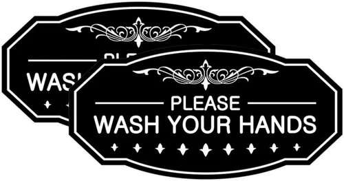 Vista 38 de Signs ByLITA Letrero Victoriano Please Wash Your Hands (Negro) - Pequeño