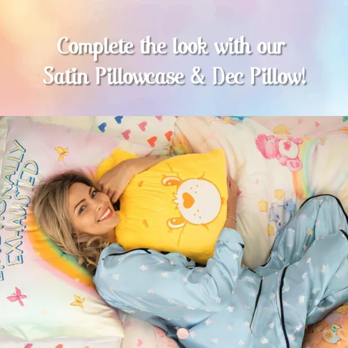 Vista 6 de Juego de ropa de cama clásico retro arcoíris de los Cariñositos, 7 piezas, edredón y sábanas supersuaves con funda de almohada, tamaño matrimonial