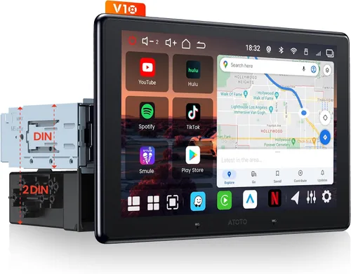 ATOTO V10 10" Android Single Din & Double DIN Estéreo para coche, 6+128GB