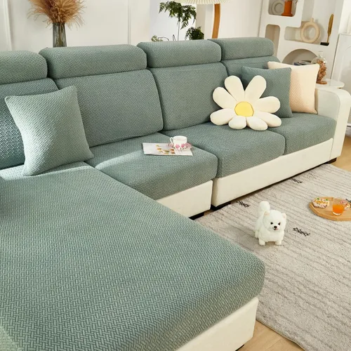 Vista 13 de Fundas de sofá para sofá seccional, fundas de cojín elásticas y lavables para sofá en forma de L, funda antideslizante resistente al desgaste Beige