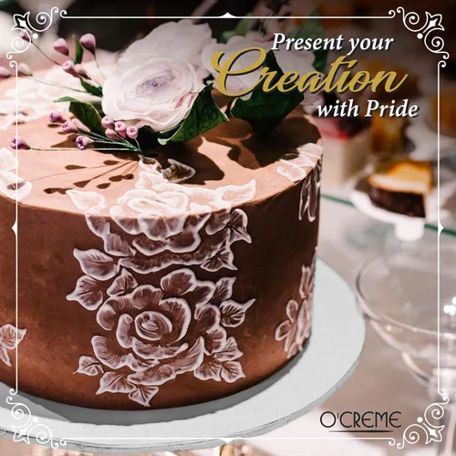 Vista 6 de O'CREME Blanco Wraparound - Tabla redonda de tambor para pasteles de 1/4 pulgada de grosor, 14 pulgadas de diámetro - Paquete de 10