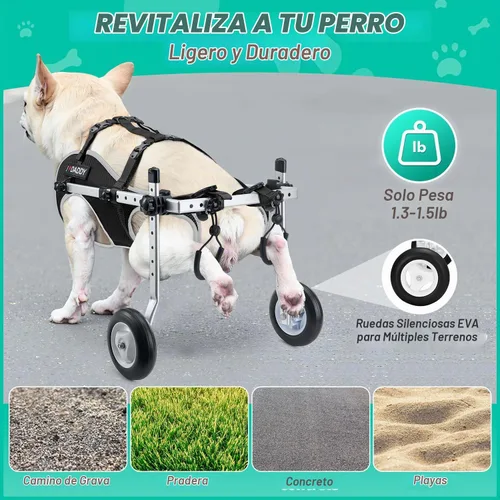 Vista 6 de Nasjac Silla de ruedas para perros para patas traseras, silla de ruedas