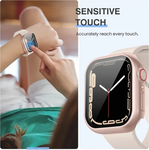 Vista 5 de Tensea [Paquete de 6] Funda protectora de pantalla para Apple Watch Series 8 y 7 de 1.772 pulgadas, accesorios para iWatch de policarbonato duro