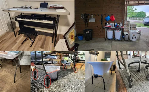 Vista 9 de Elevadores de mesa plegables para mesas plegables, patas rectas/dobladas, extensiones de patas de mesa plegables duraderas, 4 niveles/alturas