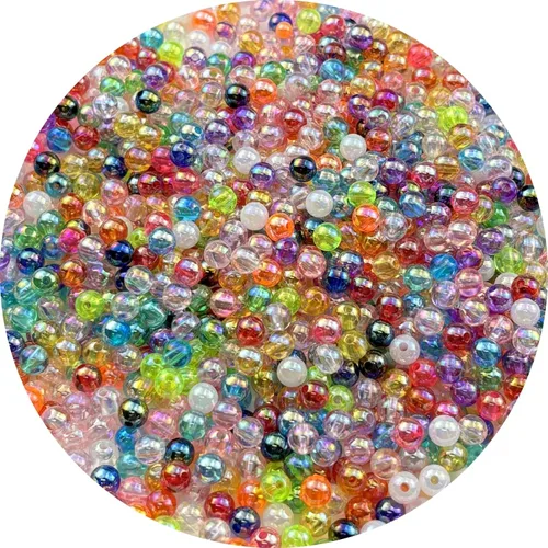 Vista 90 de 2000 cuentas redondas acrílicas de 0.157 pulgadas (0.157 in), cuentas espaciadoras de colores AB con agujero para bricolaje, pulseras, collares