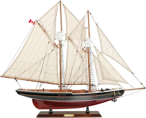 Vista 7 de SAILINGSTORY Velero de madera Modelo Barco Bluenose 1/110 escala réplica goleta velero decoración pequeña