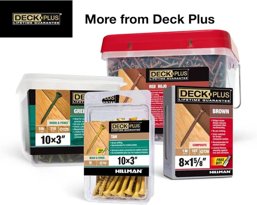 Vista 6 de Deck Plus Tornillos para valla y madera exterior con revestimiento epoxi de 3 pulgadas #10 x 3 Torx/Star Drive Incluido, rosca gruesa, tornillo