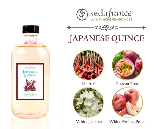 Vista 3 de Seda France Aceite difusor de membrillo japonés en botella de vidrio