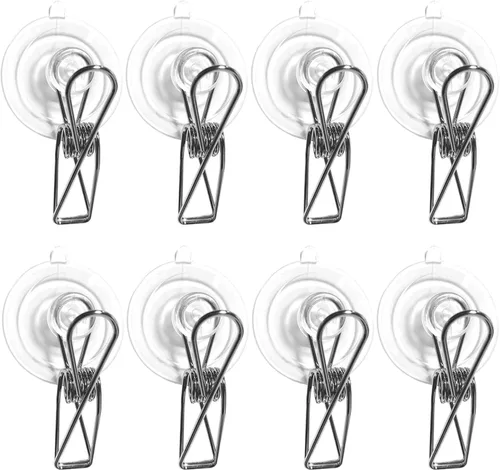 Clip de ventosa, diámetro de ventosa 1.772 in, paquete de 8