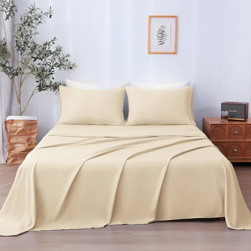 Vista 33 de LONAVA Juego de sábanas individuales de 3 piezas, sábanas de microfibra beige ultra suaves y transpirables, 1600 hilos de hotel de lujo Oeko-Tex