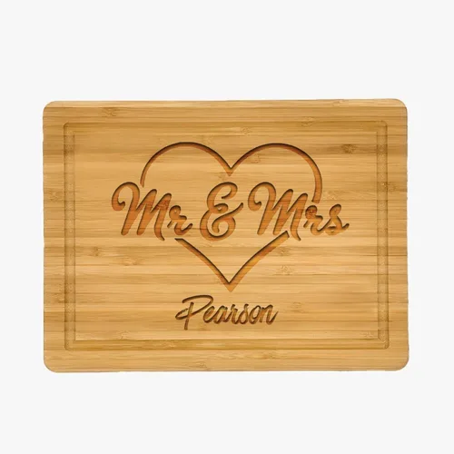 Vista 3 de Personalized Forever Love Bird Cutting Board, Names Customized Happy Valentine’s Day gifts for couples, Engraved Hearts Housewarming Board