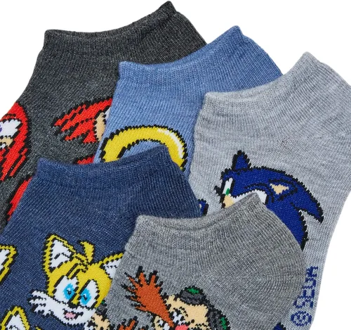 Vista 3 de Sonic the Hedgehog Paquete de 5 calcetines novedosos de moda (niño grandehombre)