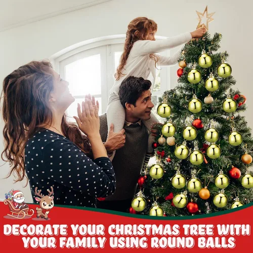 Vista 4 de 12 piezas de 2.4 pulgadas, bolas de Navidad doradas, adornos para árbol de Navidad, colgantes de árbol de Navidad, bolas brillantes navideñas, juego
