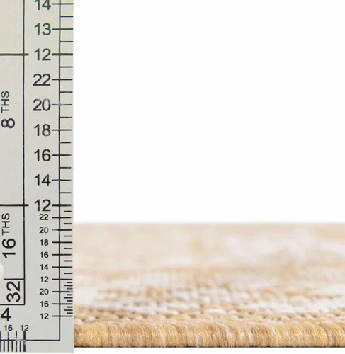 Vista 34 de Unique Loom Outdoor Aztec Collection Alfombra de área - Chalca (10 pies, redonda, azul/marfil)