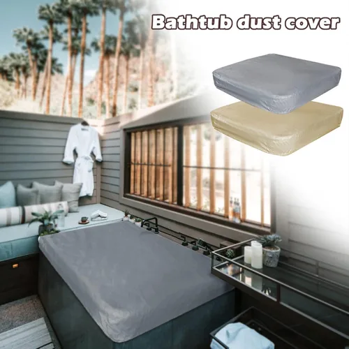 Vista 5 de Cubierta cuadrada para bañera de hidromasaje, resistente al agua, 210D, Oxford resistente a los rayos UV, protección contra la intemperie, para Negro