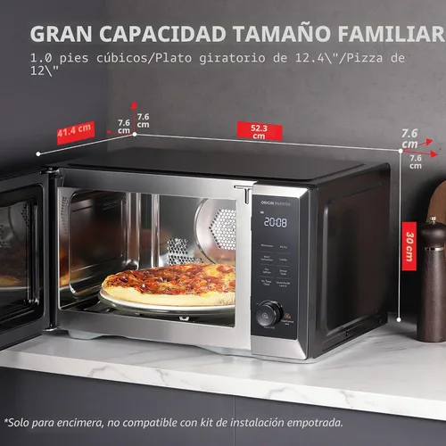 Vista 6 de TOSHIBA Combo de horno microondas de encimera y freidora de aire, inversor, convección, asado, combo rápido, descongelación uniforme, sensor