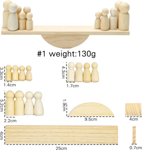 Vista 2 de Promise Babe Juguetes de madera para bebés, juguetes de conteo de equilibrio, juegos de matemáticas, muñecas de madera sin terminar, aprendizaje