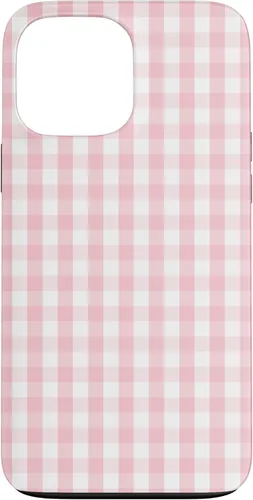 Vista 24 de White and Light Pink Pastel Color Gingham Check Case for iPhone 17