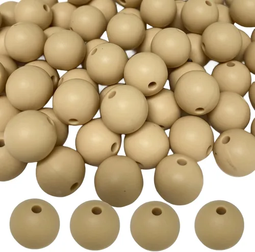 Vista 8 de Abalorios de silicona, 100 piezas de 9 mm de abalorios redondos de silicona para hacer llaveros, pulseras, collares, aretes, joyas, manualidades DIY