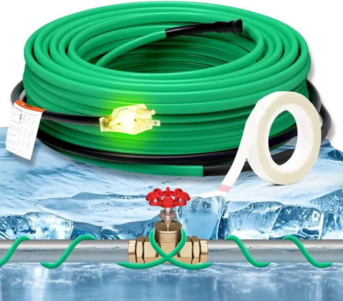 Vista 13 de HEATIT Cable calefactor autorregulador de tubería de 2 pies para protección contra congelación de tuberías, automático con termostato integrado