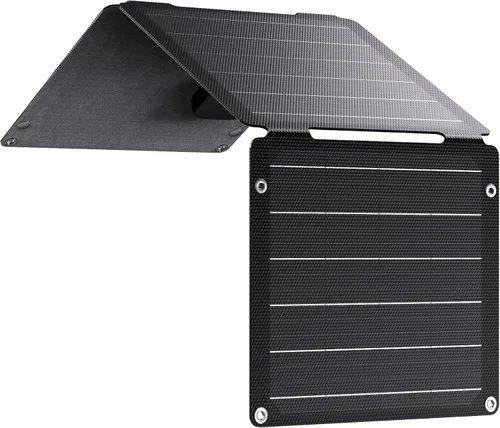 Vista 9 de Cargador solar portátil BigBlue de 28W con amperimetro digital, 25.4% de alta eficiencia, puertos USB-A/USB-C, paneles solares plegables