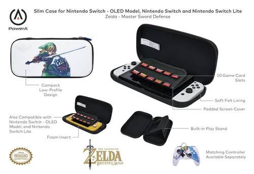 Vista 2 de PowerA Funda delgada para Nintendo Switch - Modelo OLED, Nintendo Switch o Nintendo Switch Lite - Master Sword Defense