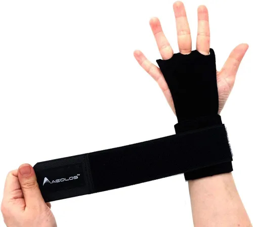 Vista 4 de Agarraderas de cuero ideales para gimnasia, levantamiento de pesas, pesas rusas y crossfit