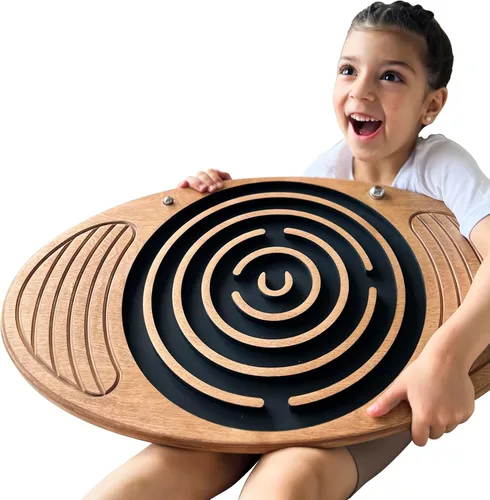 Wooden Balance Board with Labyrinth Maze 23"x14" – Core Strength & Coordination Trainer for Physical Therapy, Fitness & Rehabilitation | Natural