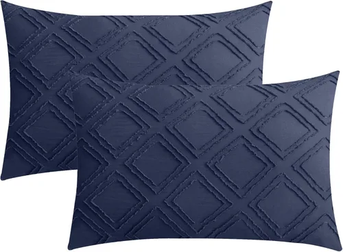 Vista 16 de JELLYMONI Fundas de almohada de tamaño estándar, color gris, paquete de 2 fundas de almohada bohemias a cuadros de 20 x 26 pulgadas, fundas