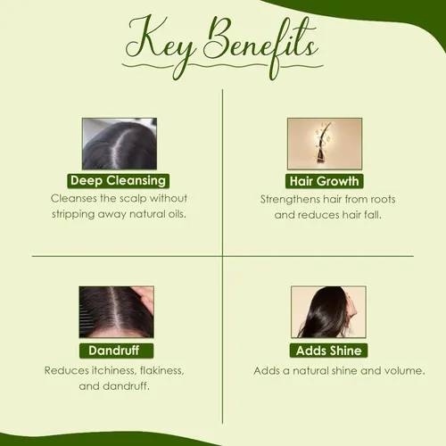 Vista 3 de Mi Nature - Paquete de cuidado del cabello con cepillo para el cabello, fórmula Amla Aritha Shikakai de triple acción, mezcla de hierbas puras